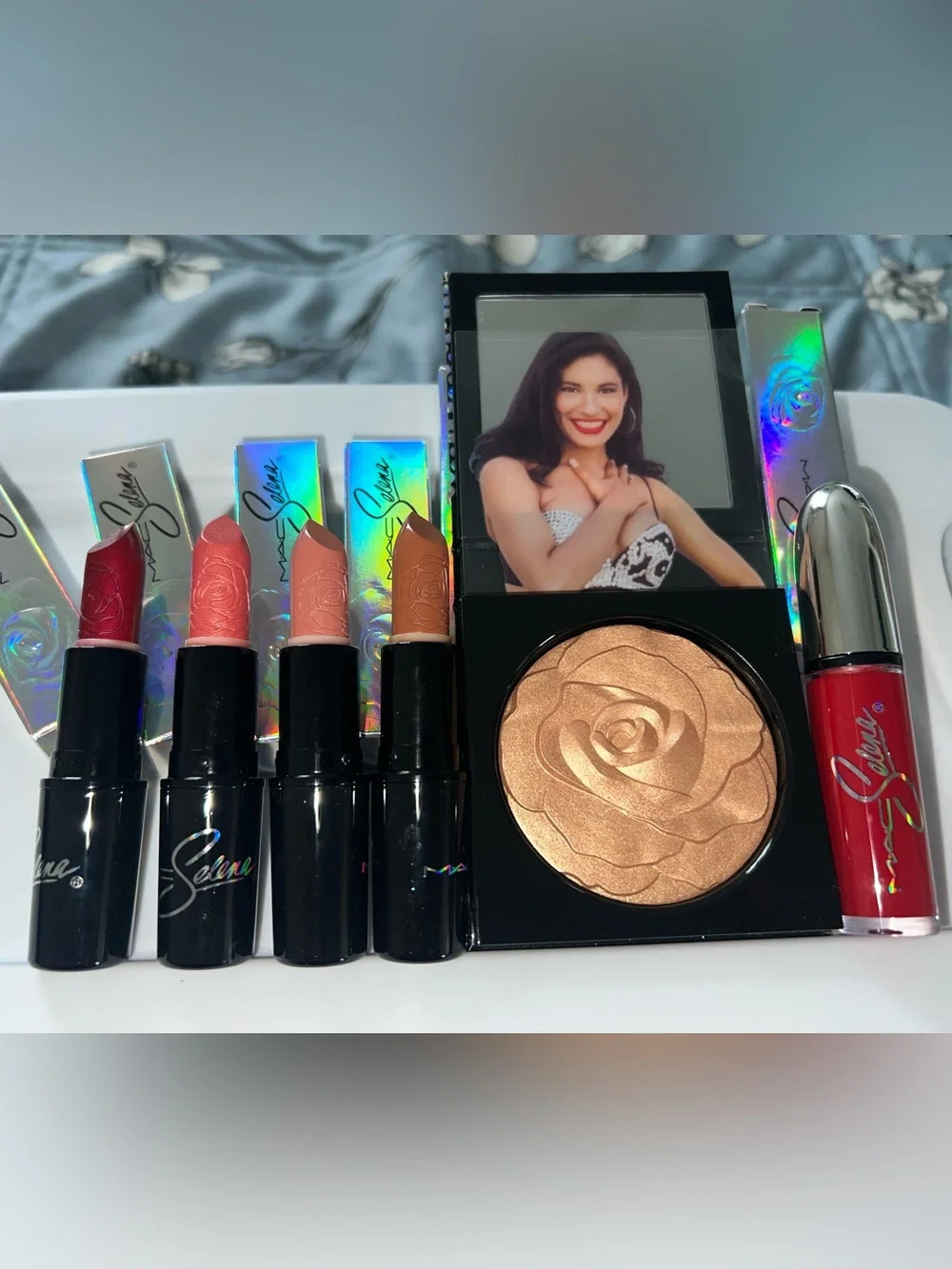 MAC Cosmetics Selena Lipstick Set with Bronzer and Red Lip Gloss